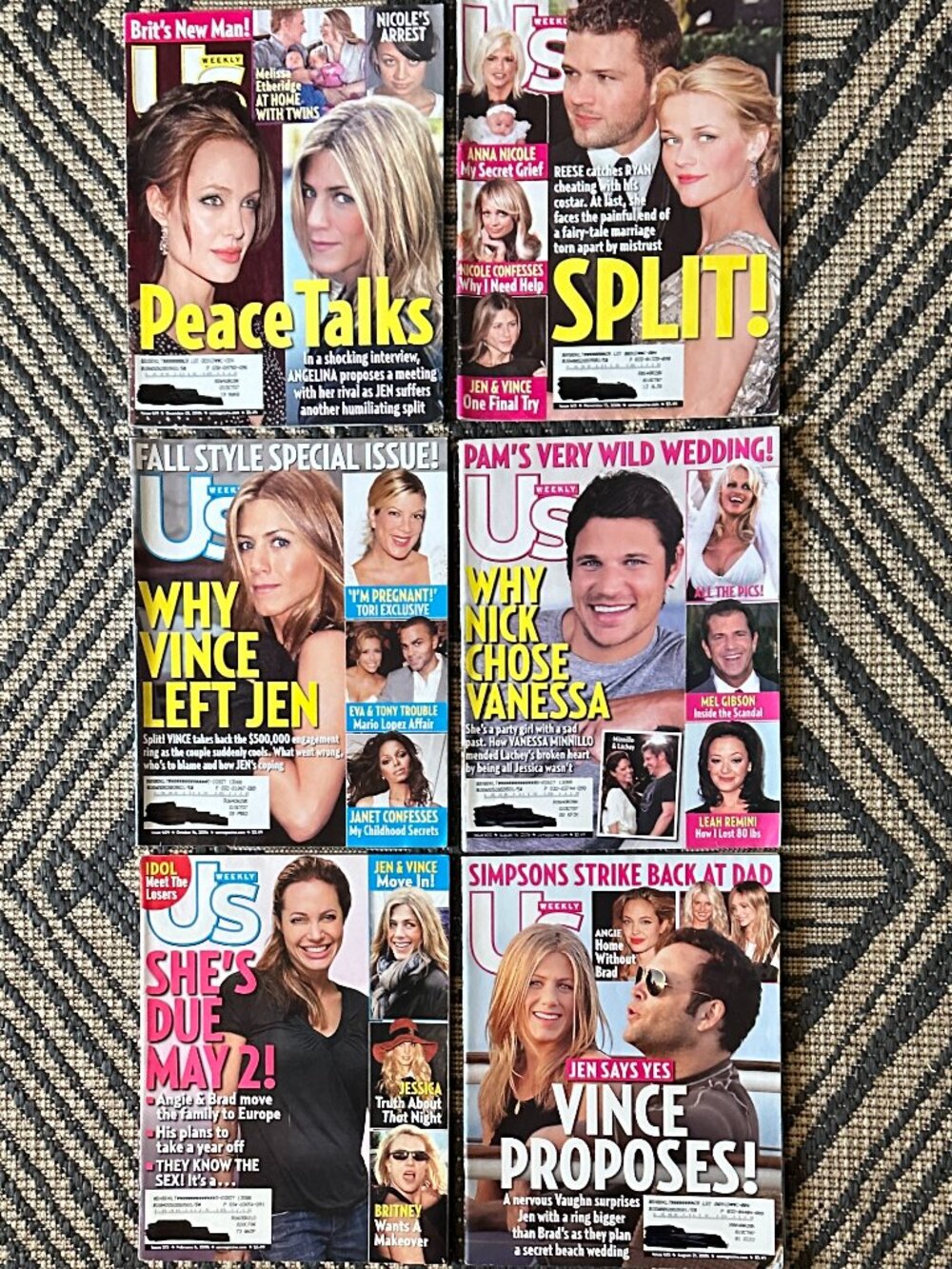 Vtg Y2K Lot of 6 US Weekly Magazines 2006 Celebrity Gossip Fashion Party Life